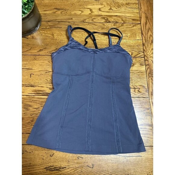 𝅺LULULEMON CENTERED POSE Tank Top Coal Gray Space Dye size  6 Yoga Dance Gym - Picture 1 of 6